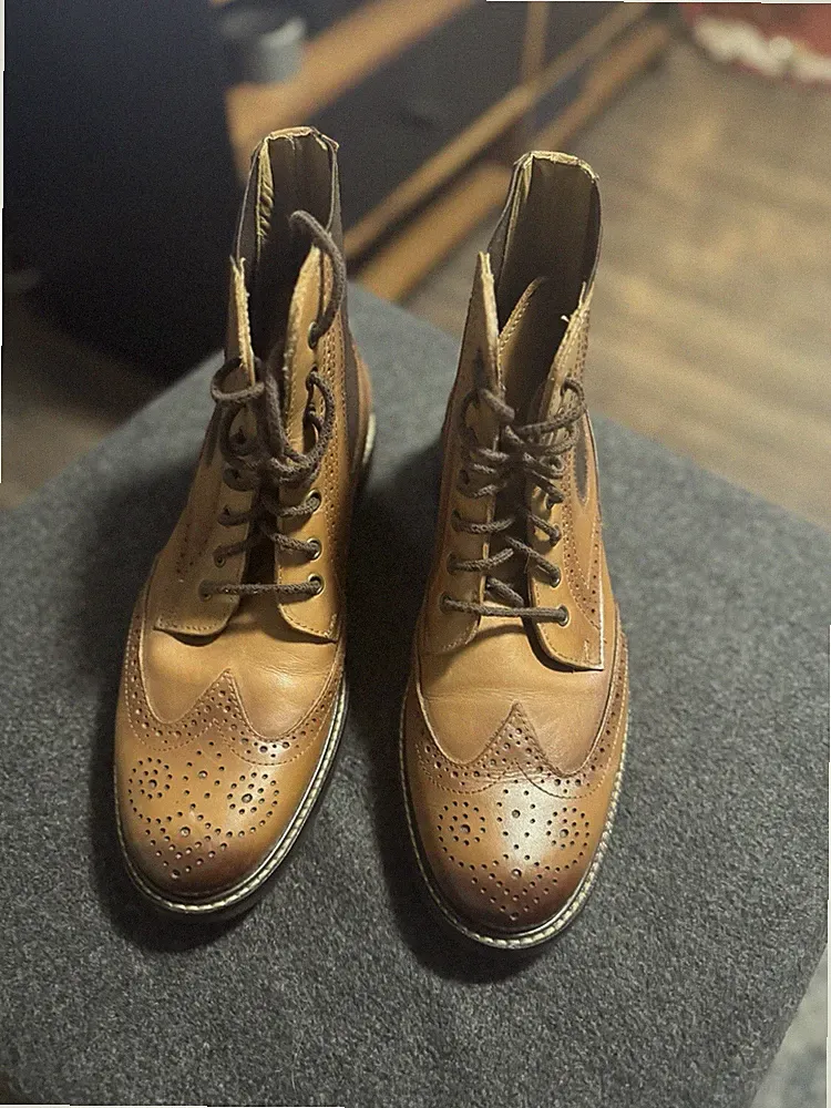 Men's Leather Brogue Boots Oxford Derby Dress Shoe Wingtip Toe 7