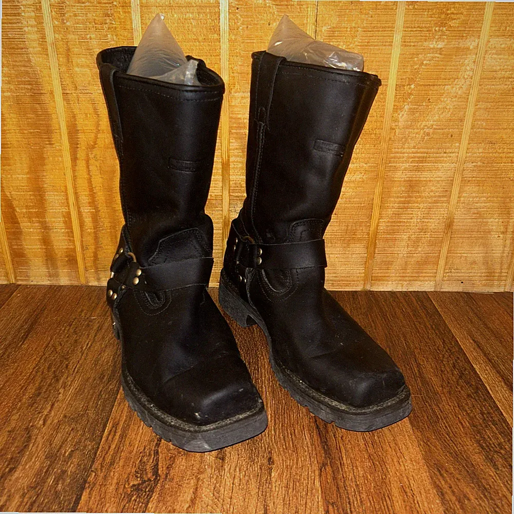 Men’s Leather Motorcycle Boots Black Element x Size 13 W