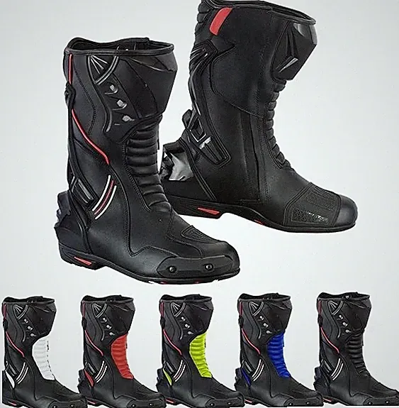 Men’s Leather Motorcycle Boots CE Approved Motorbike Shoes Ankle Support NonSliP