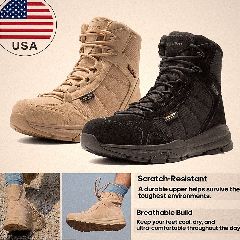Men's Lightweight Military Tactical Work Boots Hiking Motorcycle Combat Boots