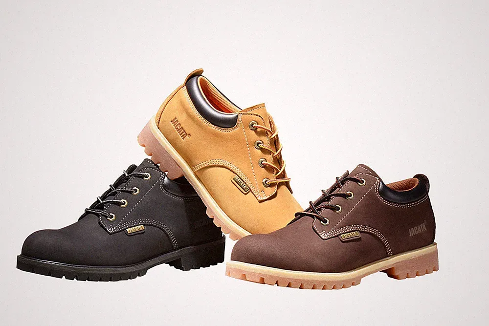 Men's Low Cut Work Boots Short Genuine Leather Water Resistant Heavy Duty 8651 W