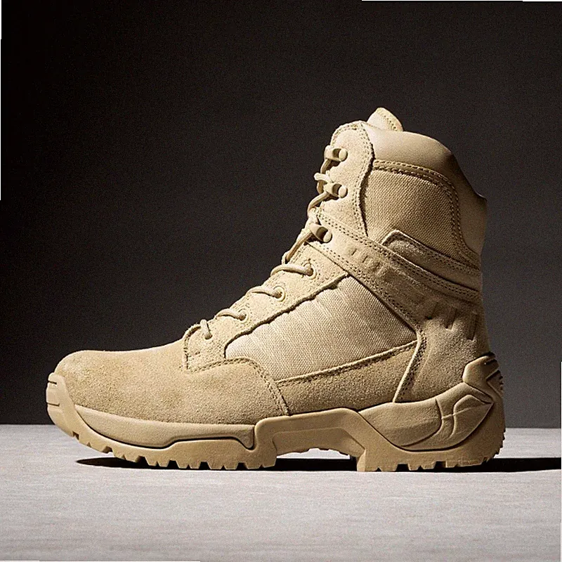 Men's Military Tactical Work Hiking Boots Side Zip Ankle Motorcycle Combat Boots