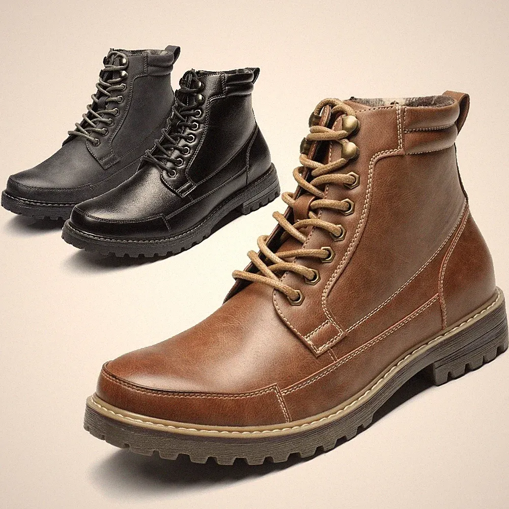 Men's Motorcycle Boots Combat Riding Ankle Leather Boots Size 6.5-15