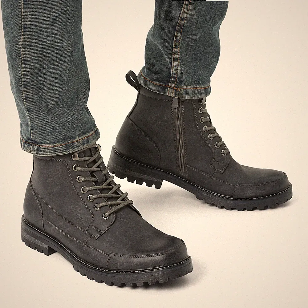 Men's Motorcycle Boots Combat Riding Ankle Leather Oxford Boots Size 6.5-15