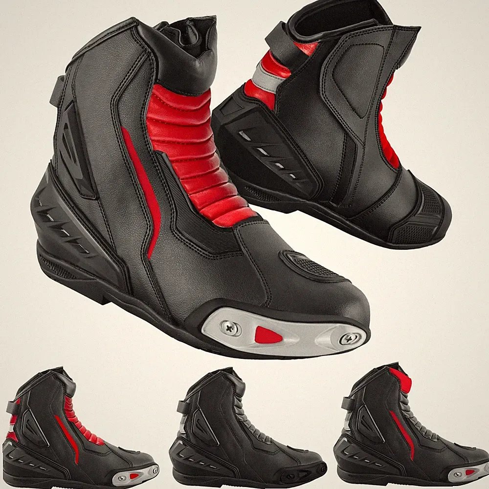 Men's Motorcycle Leather Boots AntiSlip, CE Approved, Ankle Support, Size 11