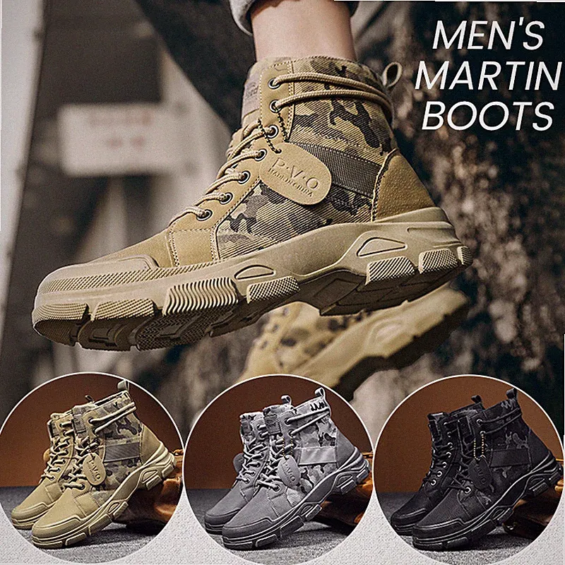 Men's Outdoor Camouflage High Top Lace Up Boots hiking waterproof Shoes 1pc