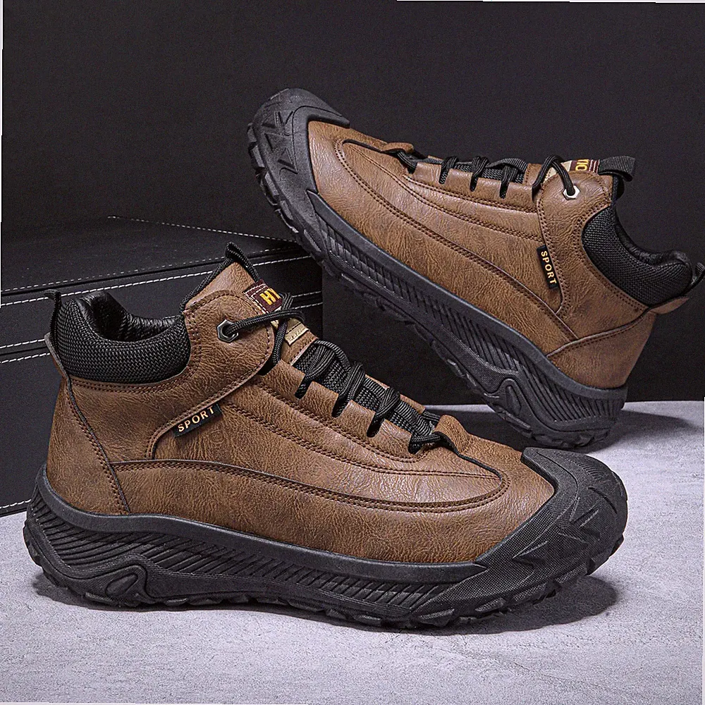 Men's outdoor hiking boots, non slip thick sole, fashionable men's casual shoes