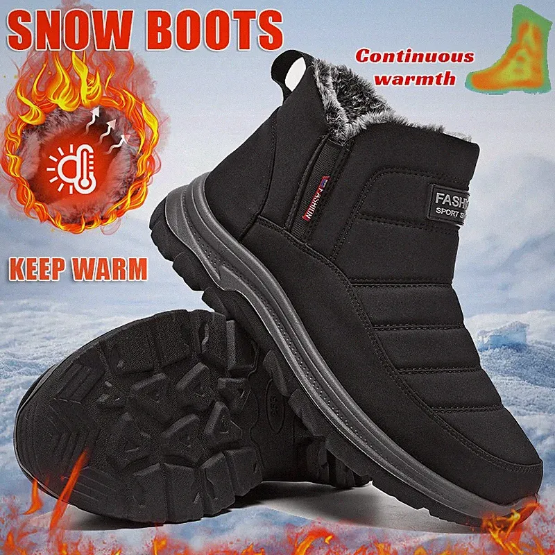 Men's Outdoor Winter Ankle Snow Boots Insulated Waterproof Warm Fur Lining Shoes