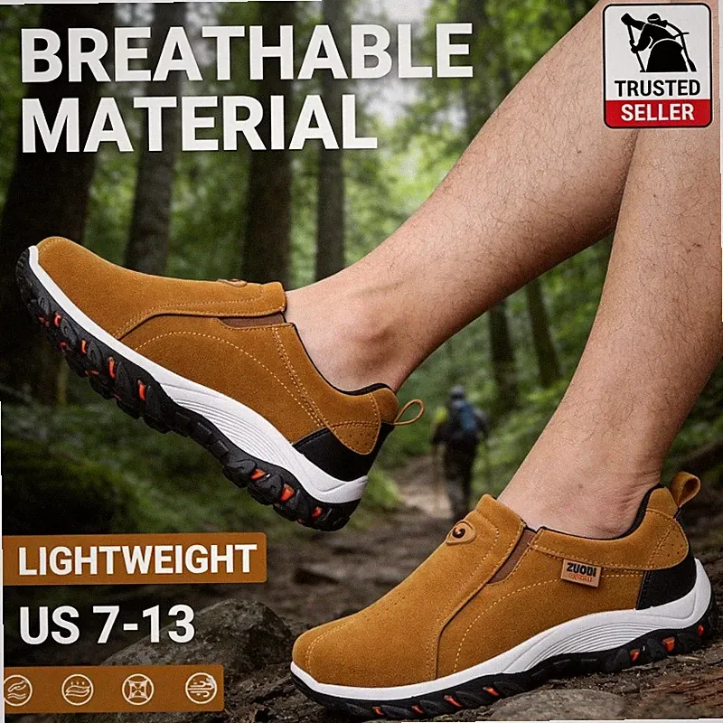 Men's Plus Size Loafers Outdoor Anti Slip Slip on Hiking Shoes 2 Colors Climb