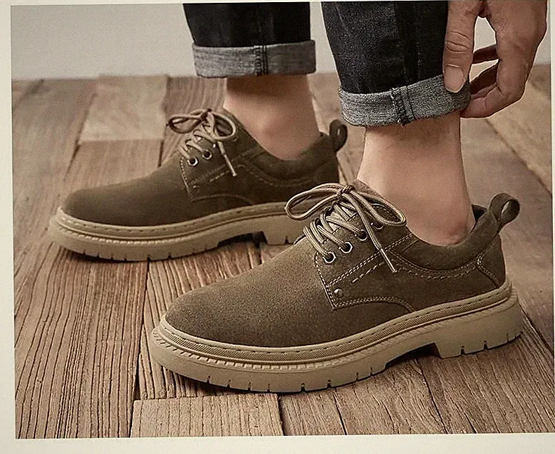 Men's Round Toe Lace Up Oxfords Formal Dress Outdoor Hiking Work Shoes Fashion