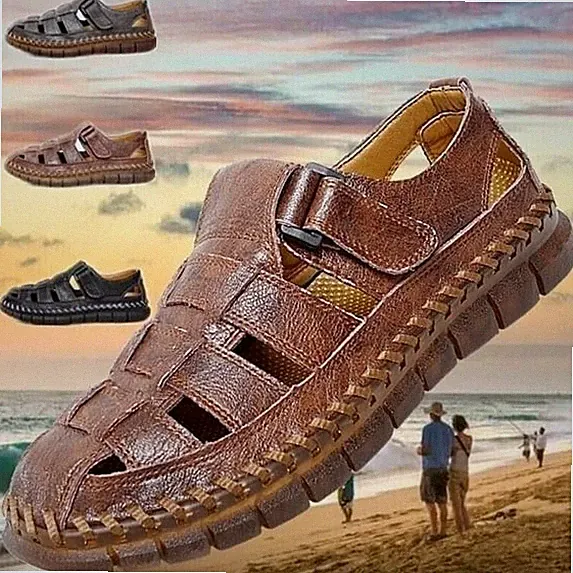 Men's Sandals Closed Toe Outdoor Leather Hiking Waterproof Beach Water Shoes