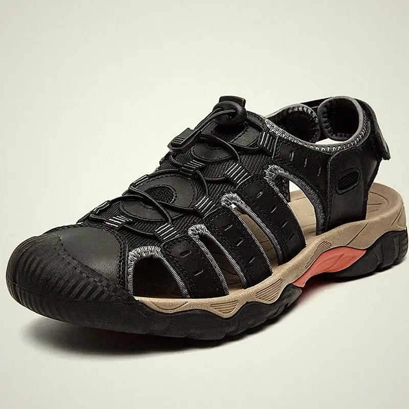 Men's Sandals Soft Genuine Leather Beach Slippers Outdoor Comfort Hiking Boots