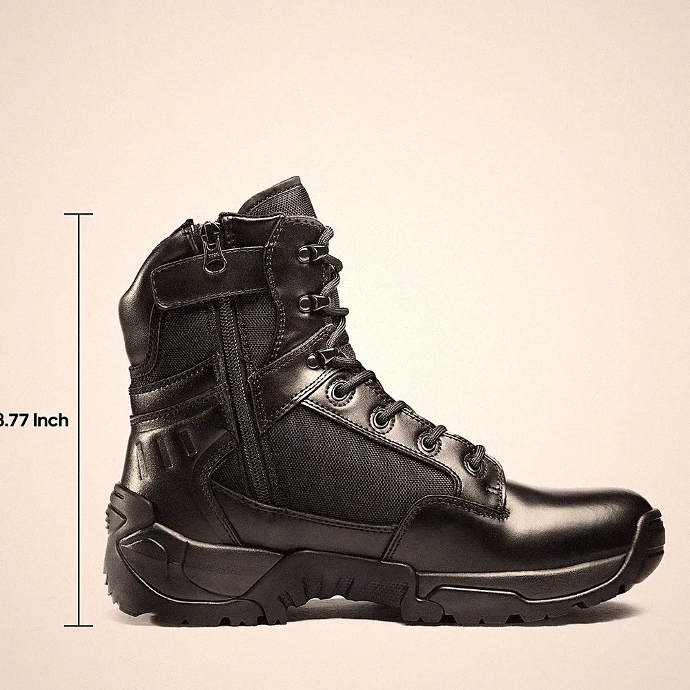 Men's Side Zipper Military Tactical Work Boots Motorcycle Combat Boots