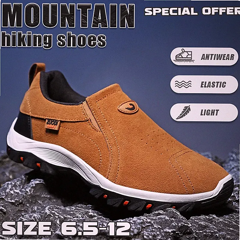 Men's Slip on Casual Athletic Boots Outdoor Hiking Shoes Sports Walking Sneakers