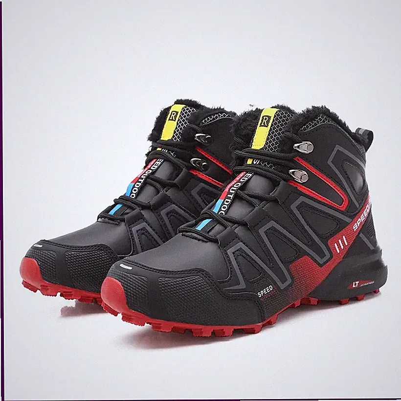 Men's snow boots, warm and non slip outdoor hiking boots, lightweight walking