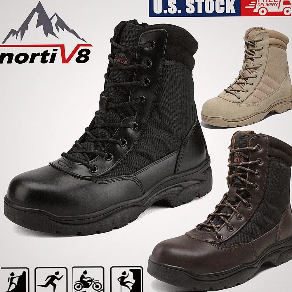 Men's Steel Toe Cap Safety Work Boots Anti-Slip Military Tactical Hiking Shoes