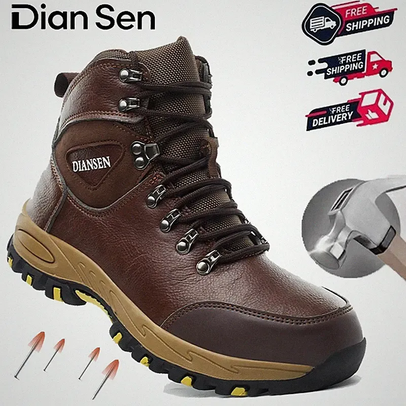 Men's Steel Toe High Top Work Boots - Waterproof Puncture Proof Safety Shoes US