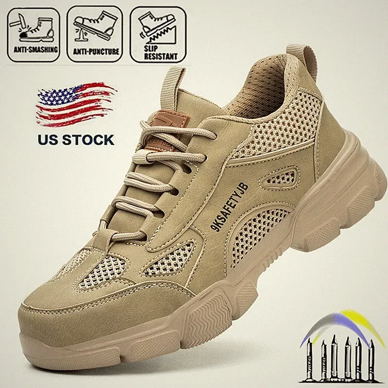 Men's Steel Toe Safety Shoes Breathable Work Sneakers Non-slip Outdoor Hiking