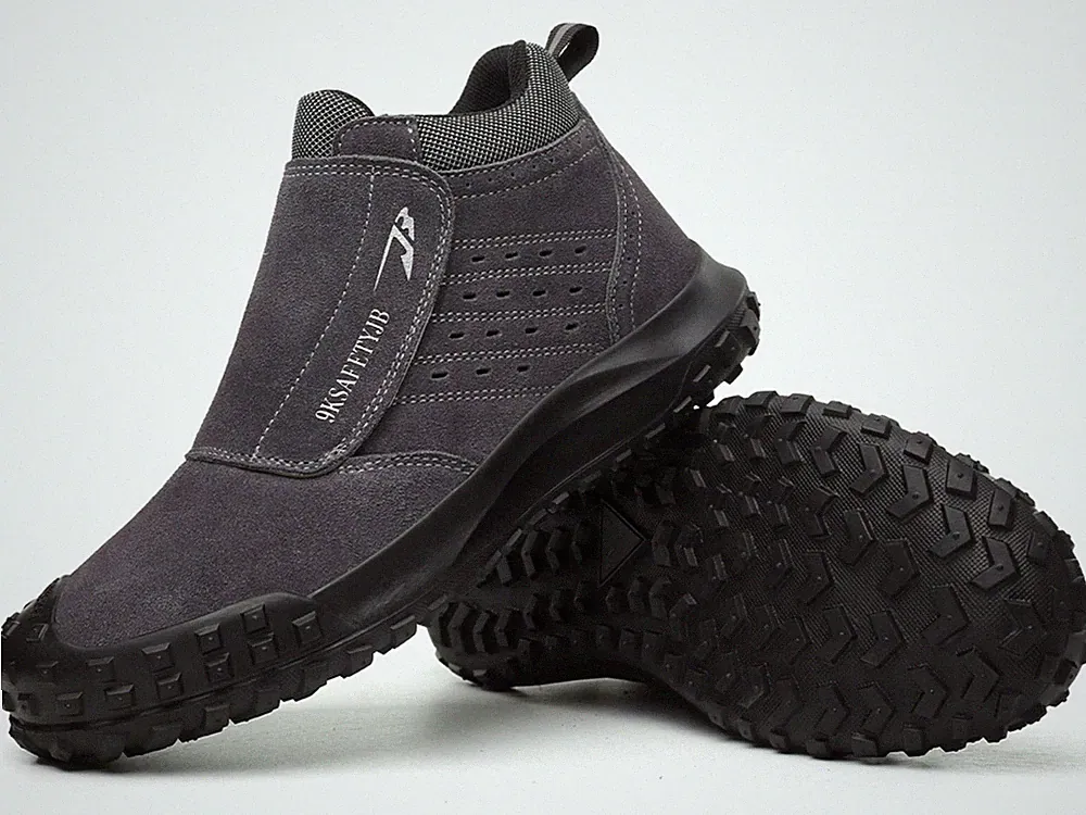 Men’s Steel Toe Work Boots Hook & Loop Safety Shoes Non-Slip Industrial Sneakers