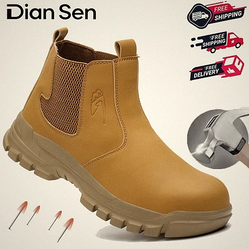 Men's Steel Toe Work Boots - Waterproof Puncture Resistant Shoes for Gardening
