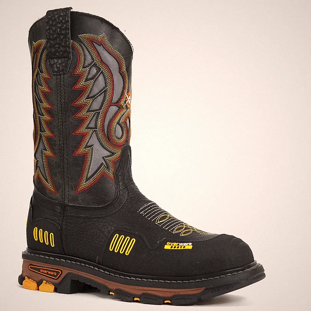 MEN'S STEEL TOE WORK BOOTS WITH MUDGUARD SQUARE WESTERN RANCH HEAVY DUTY BOTA