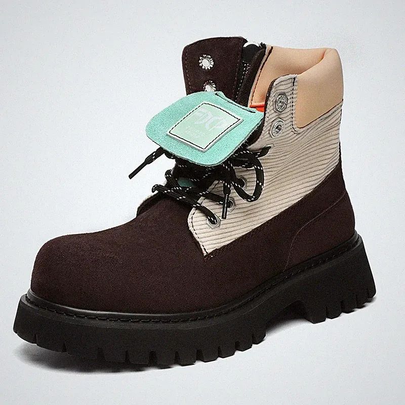 Men's Suede Ankle Boots Desert Shoes Hiking Climbing Lace Up Zip Round Toe Retro