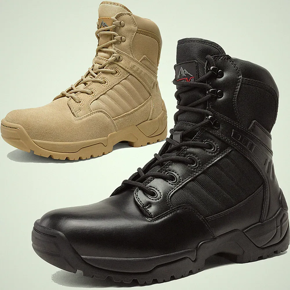 Men's Tactical Boots Side Zipper Work Combat Boots Military Hiking Boots