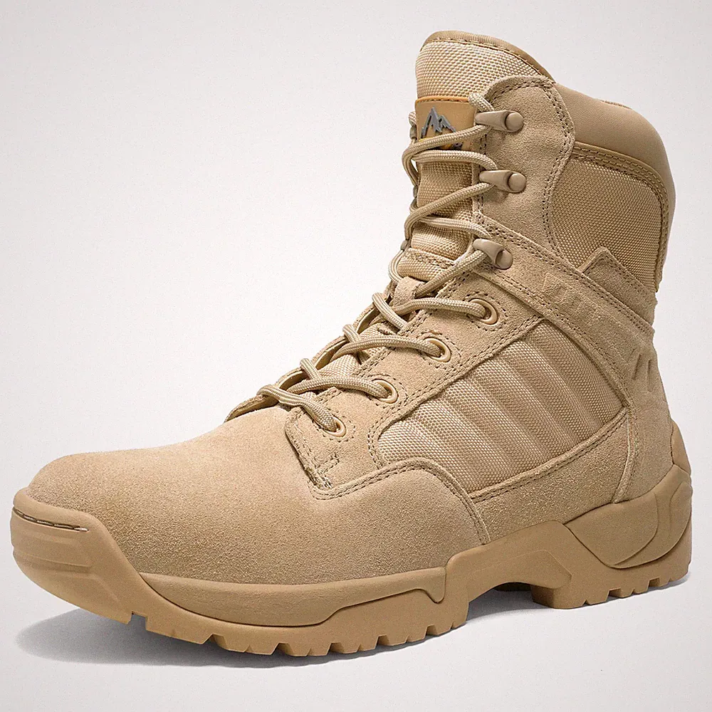 Men's Tactical Boots Side Zipper Work Combat Boots Military Hiking Boots Sand