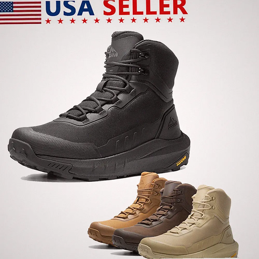 Men's Tactical Hiking Boot Motorcycle Combat Boots Zip Up Boots Wide Size