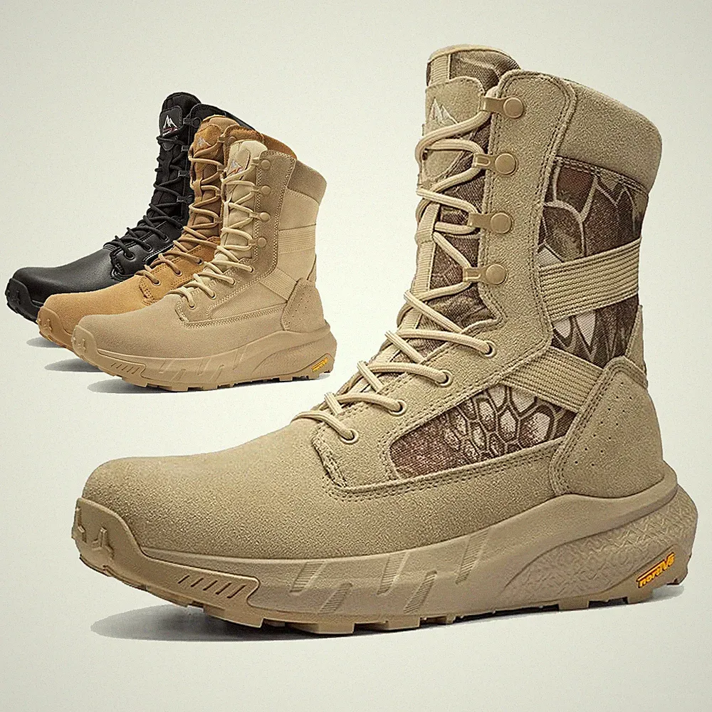 Men's Tactical Military Boots Lightweight Hiking Motorcycle Combat Work Boots