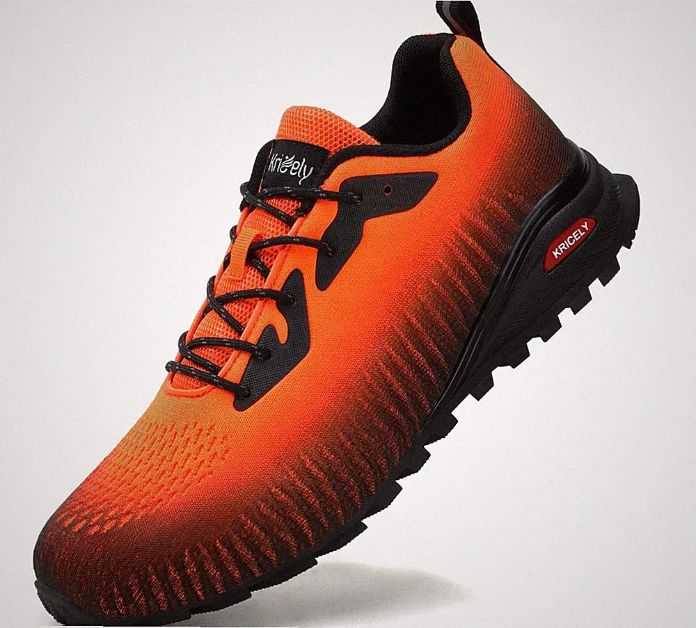Men's Trail Running Shoes Hiking Sneakers Outdoor Footwear Orange 11.5 Wide）