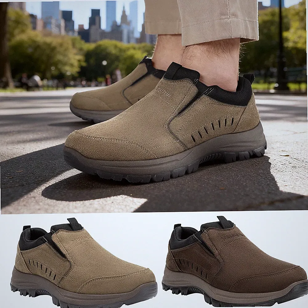 Men's Trekking Trails Sneakers Slip on Hiking Shoes Outdoor Non-slip Brown/Khaki