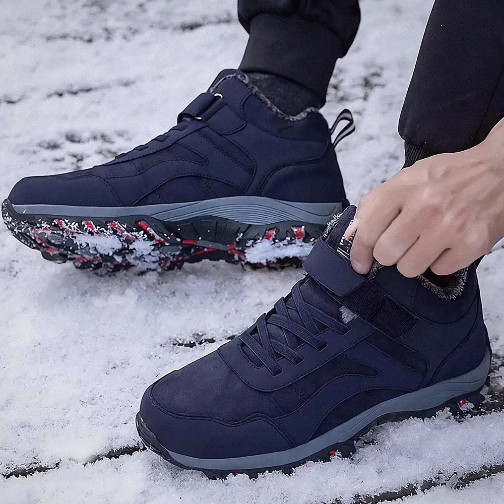 Men's Warm with Fur Lightweight Comforty Outdoor Sneakers Classic Snow Boots