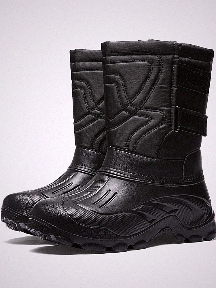 Men’s Waterproof Fur Lined Snow Boots Warm Winter Shoes Outdoor Hiking Boots