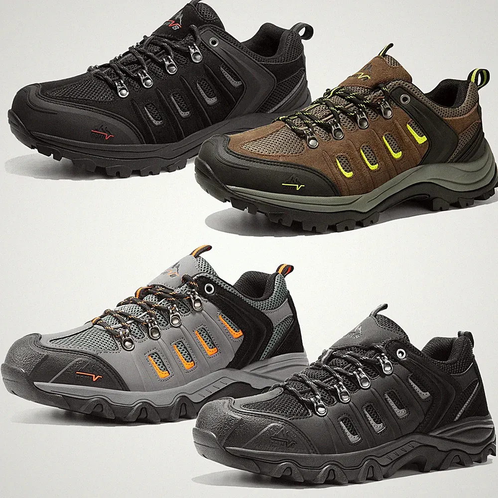 Men's Waterproof Hiking Shoes Leather PU Low-Top Climbing Camping Shoes