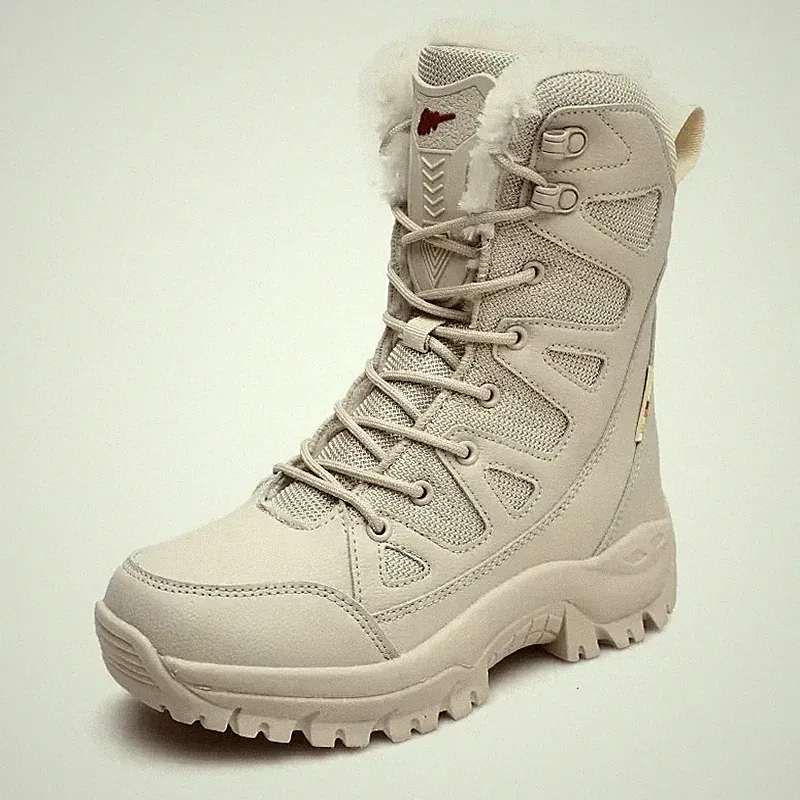 Men's Waterproof Winter Boots Warm Snow Boots Lace Up Anti-Slip Ankle Shoes
