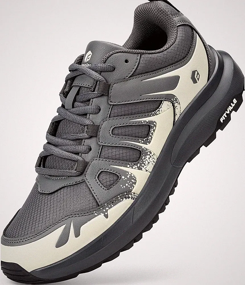 Men'S Wide Hiking Shoes Water Repellent Trekking Trails Outdoor Sneakers Cushion