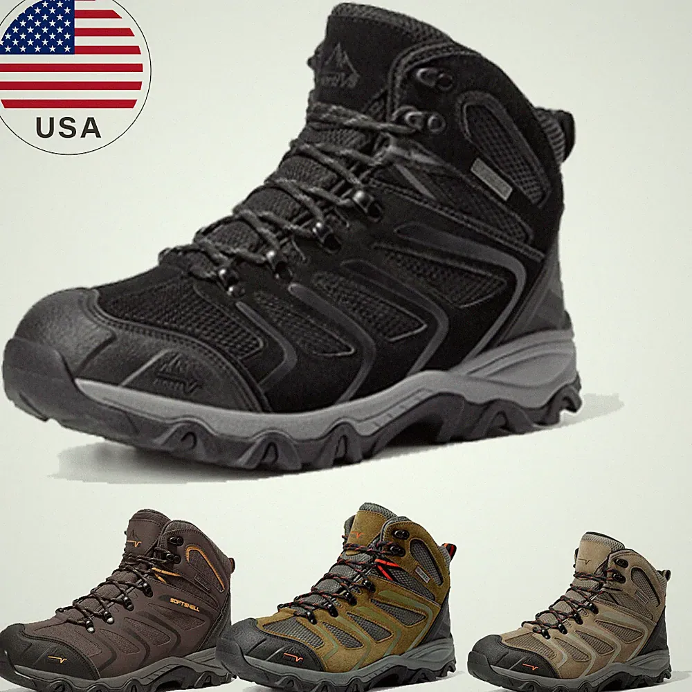 Men's Wide Size Ankle High Waterproof Hiking Boots Outdoor Trekking Shoes US