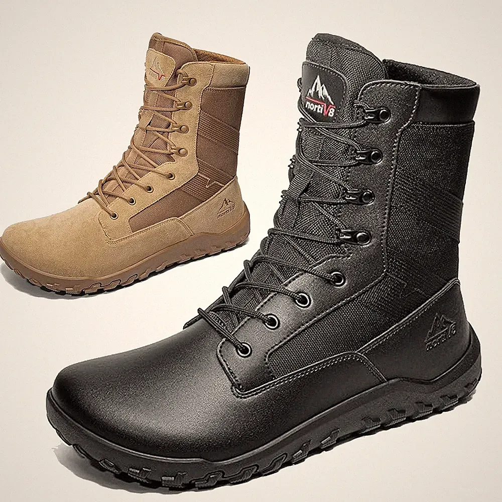 Men's Wide Toe Box Military Boots Slip Resistant Tactical Motorcycle Riding