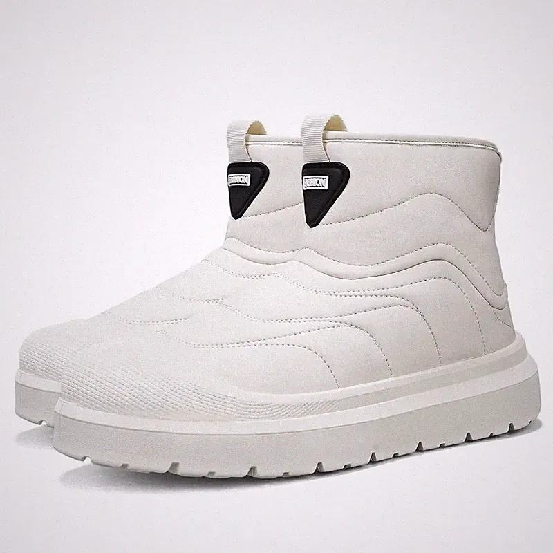 Men's Winter Velvet Thick Boots Outdoor High Top Snow Lace Up Shoes Waterproof
