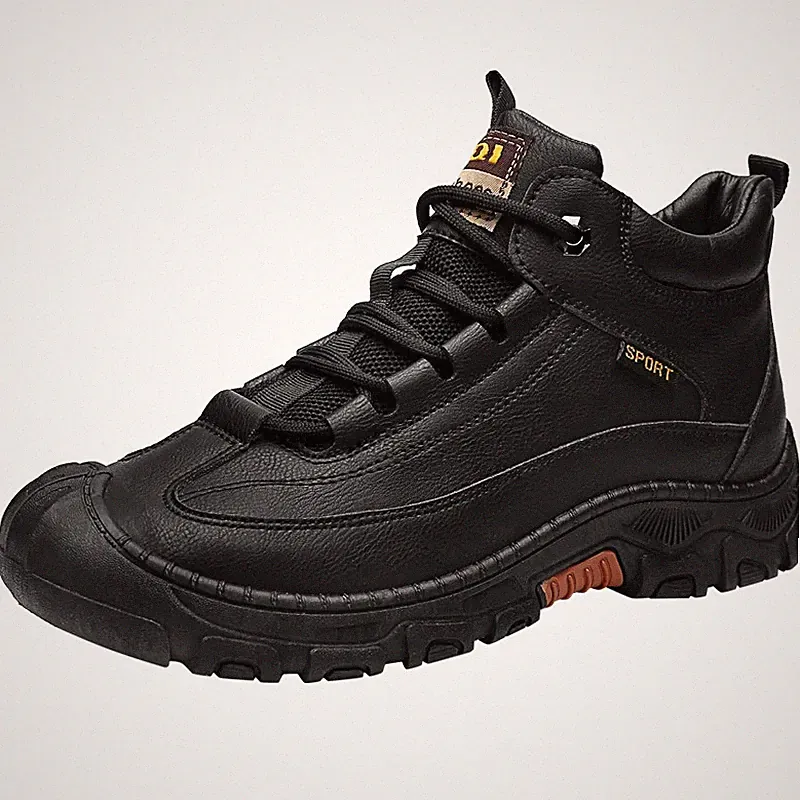Men's Winter Warm Pu Leather Hiking Ankle Boots Outdoor High Top Walking Boots