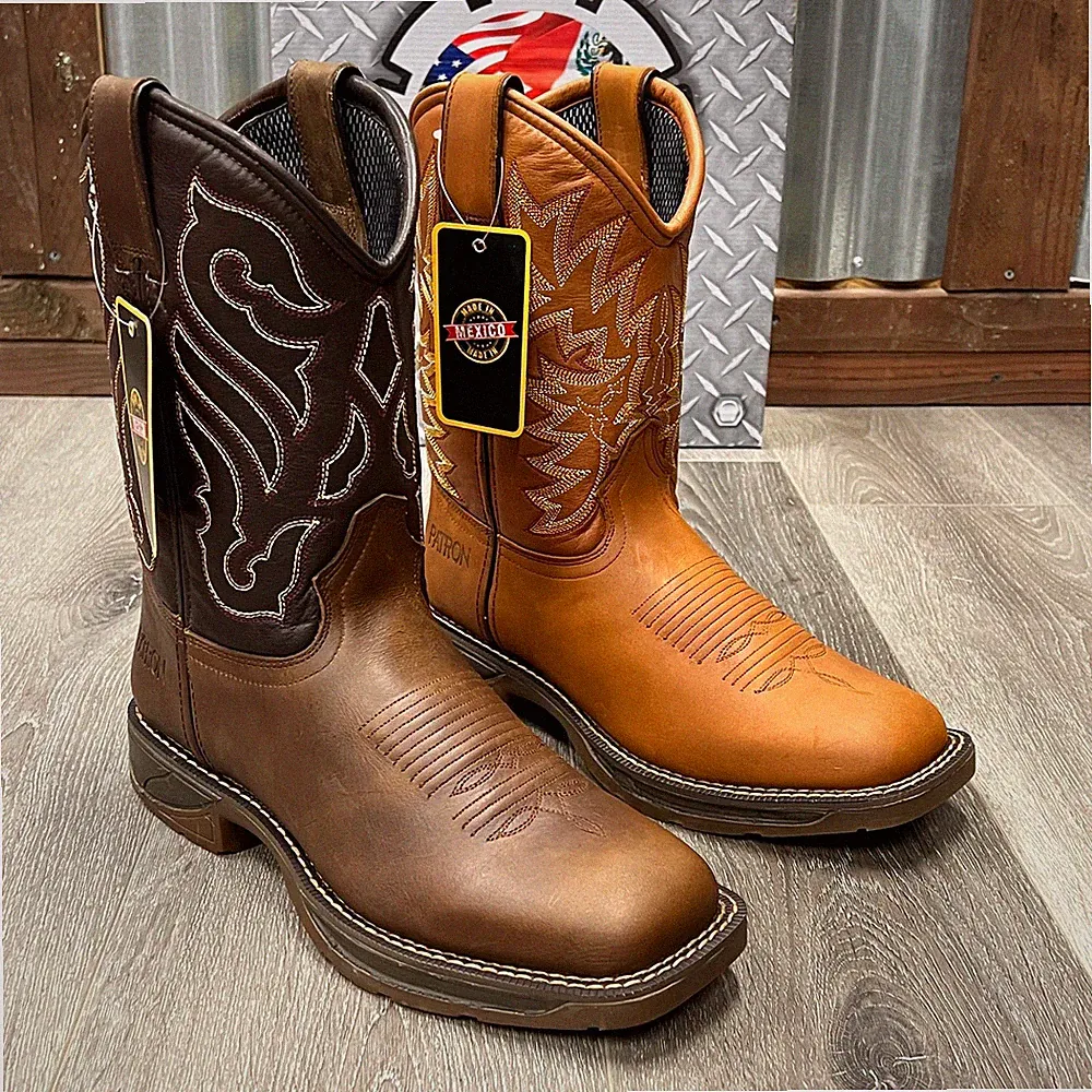 MEN'S WORK BOOTS FULL GRAIN LEATHER SQUARE SOFT TOE OIL RESISTANT COMFORTABLE