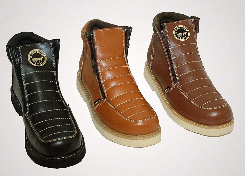 MEN'S WORK BOOTS GENUINE LEATHER ZIP UP SAFETY SOFT TOE OIL RESISTANT BOOTS#1216