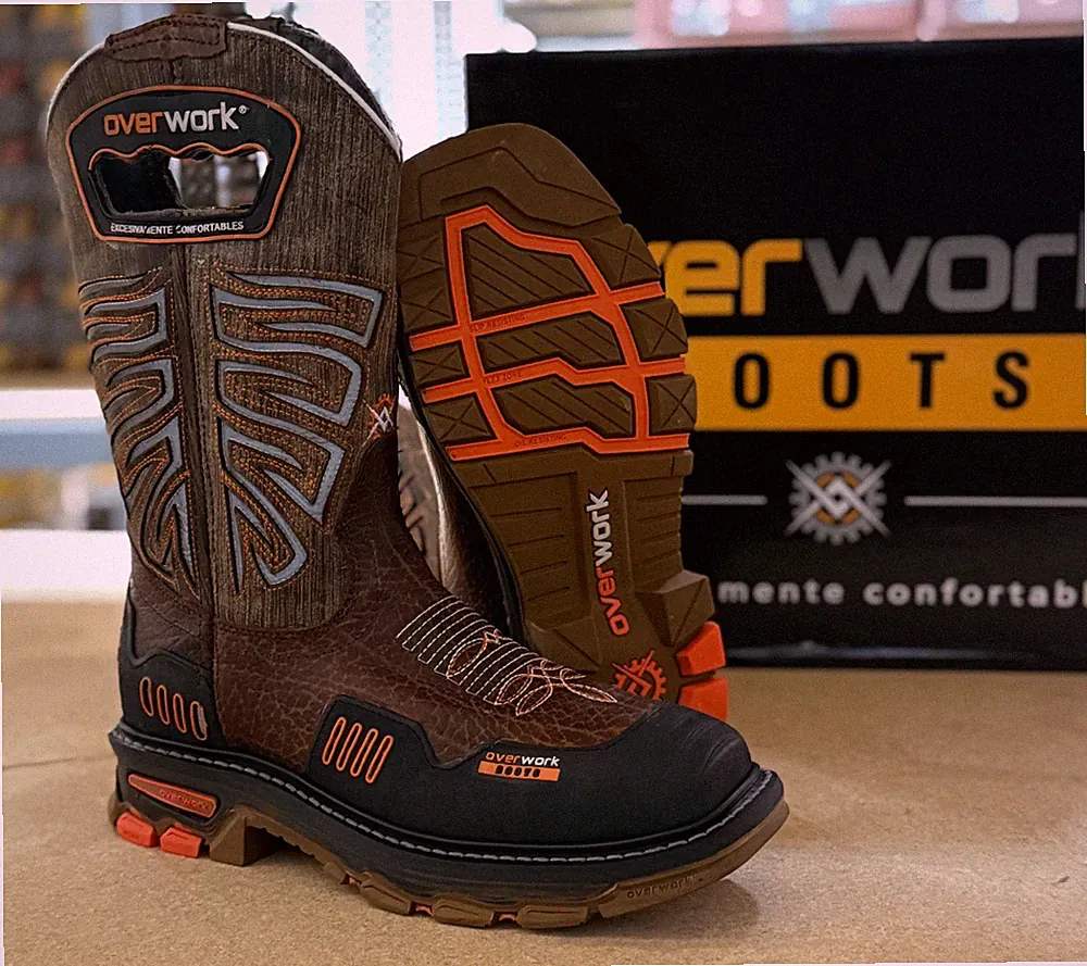 MEN'S WORK BOOTS WITH MUDGUARD SOFT TOE SQUARE TOE WESTERN RANCH HEAVY DUTY BOTA