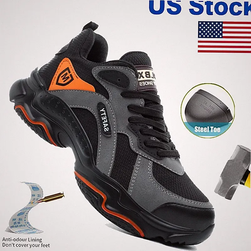 Men Safety Shoes Steel Toe Wear-resisting Casual Shoes Lightweight Hiking Boots