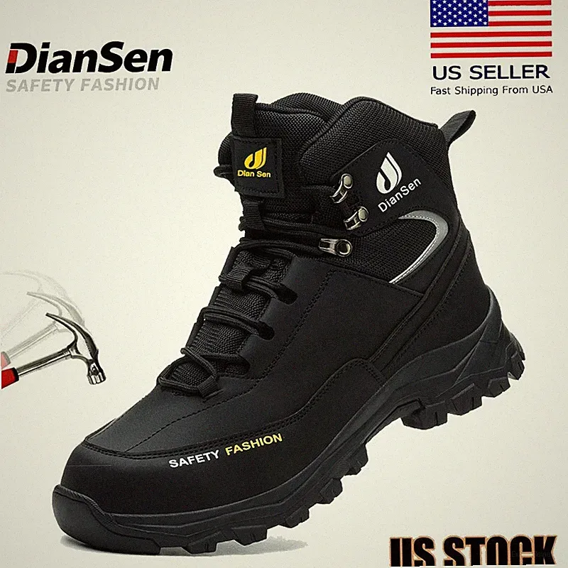 Men Safety Shoes Steel Toe Work Boots Waterproof Anti-Puncture Boots Size 8-12