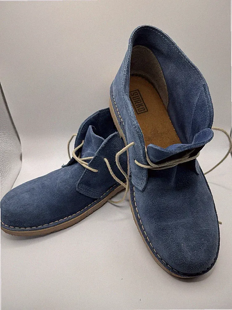Men Size 9.5 US 43 EU blue suede chukka boots
