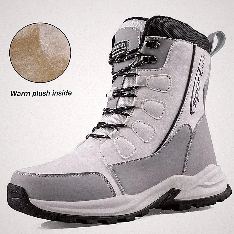 Men Snow Shoes Midsole Warm Outdoor Abrasion Resistant Mountain Ankle Boots Grey