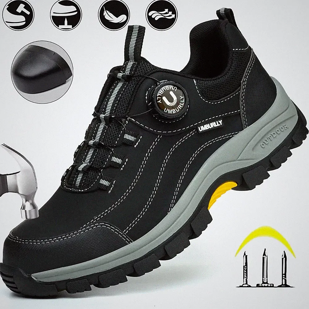 Men Steel Head Safety Shoes Puncture Smash Resistant Outdoor Workshop Work Boots