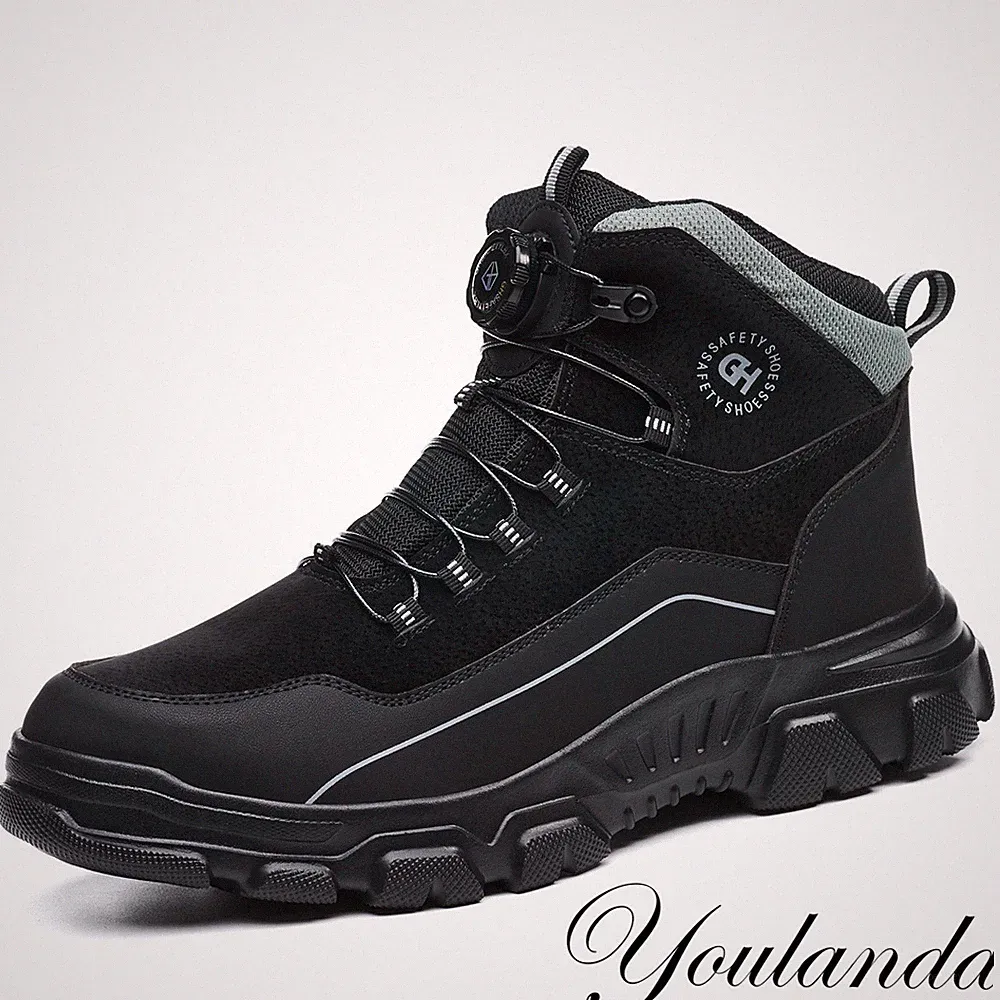 Men Steel Toe Safety Ankle Boots Anti Puncture Shoes Anti Smashing Lace UpBoots